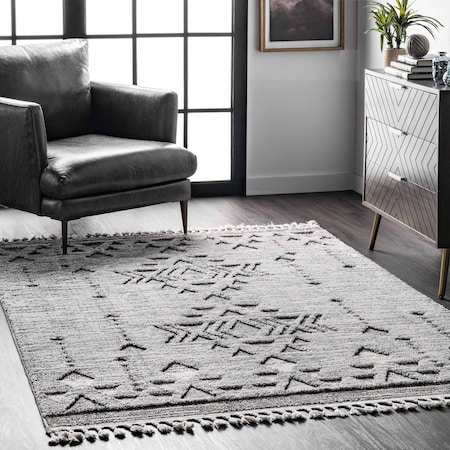 Nuloom Sully Soft Snowflake Textured Tassel Area Rug 4ft x 6ft KKLR14A-406